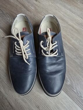 PIKOLINOS Navy Leather Derby Shoes with Cream Laces